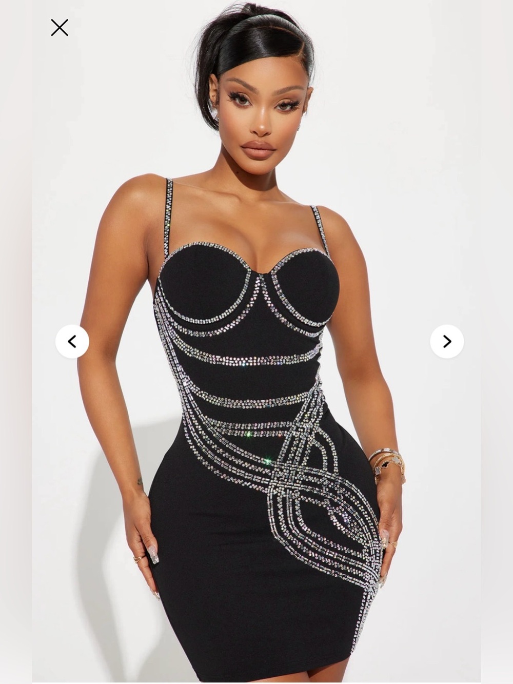 Black/ Rhinestone Bodycon Dress